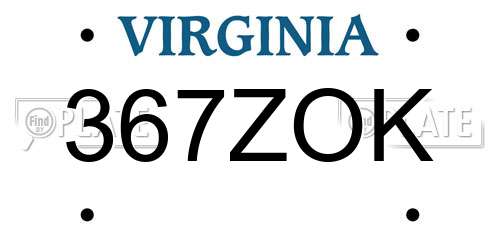 367ZOK Virginia License Plate
