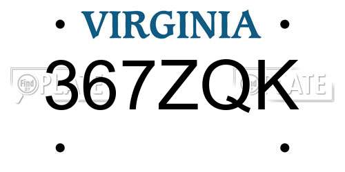 367ZQK Virginia License Plate