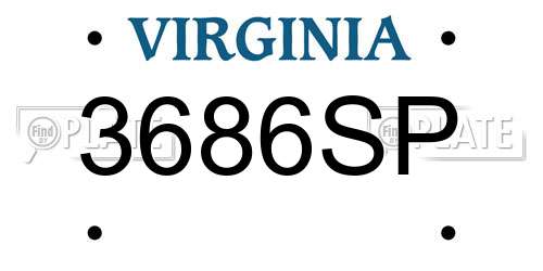 3686SP Virginia License Plate