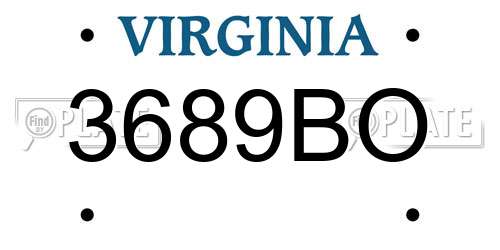 3689BO Virginia License Plate