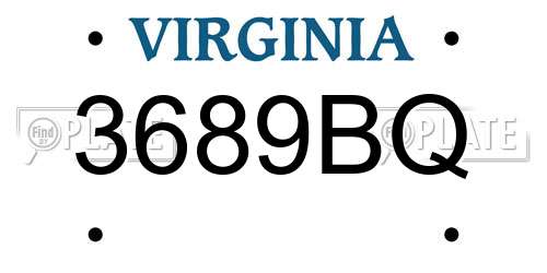 3689BQ Virginia License Plate