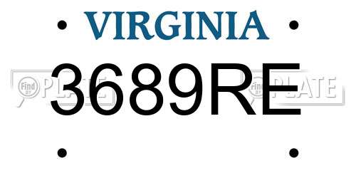 3689RE Virginia License Plate