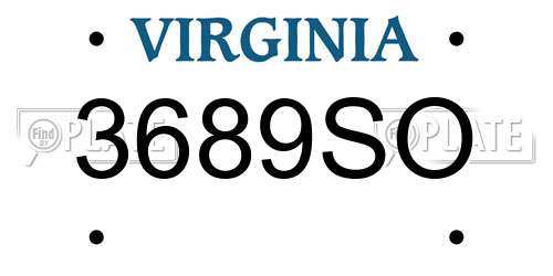 3689SO Virginia License Plate