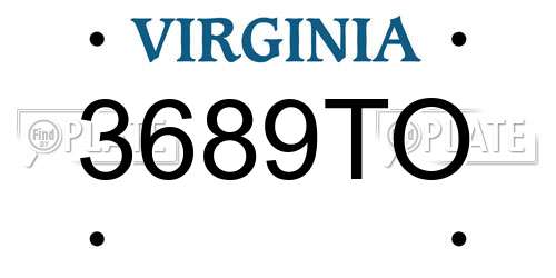 3689TO Virginia License Plate