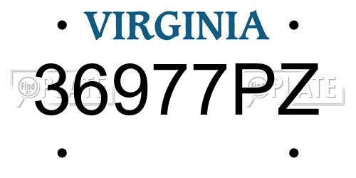 36977PZ Virginia License Plate