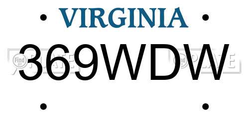 369WDW Virginia License Plate