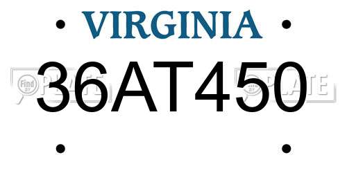 36AT450 Virginia License Plate