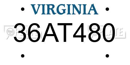 36AT480 Virginia License Plate