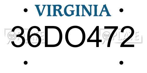 36DO472 Virginia License Plate