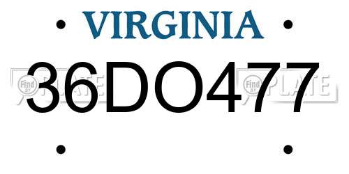 36DO477 Virginia License Plate