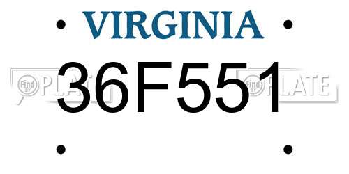 36F551 Virginia License Plate