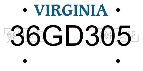 36GD305 Virginia License Plate