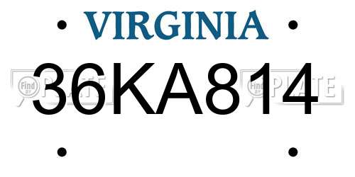 36KA814 Virginia License Plate