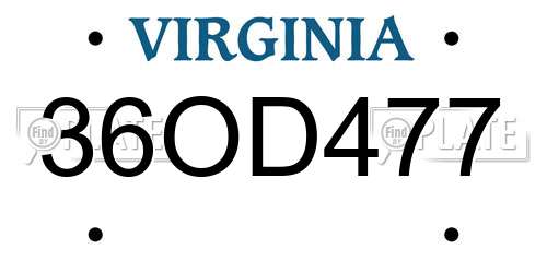 36OD477 Virginia License Plate