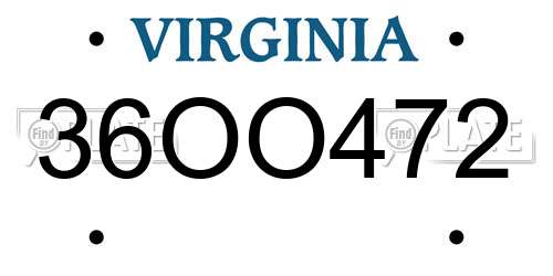 36OO472 Virginia License Plate