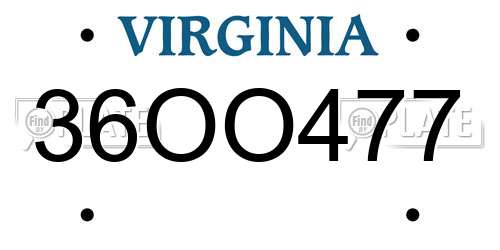 36OO477 Virginia License Plate