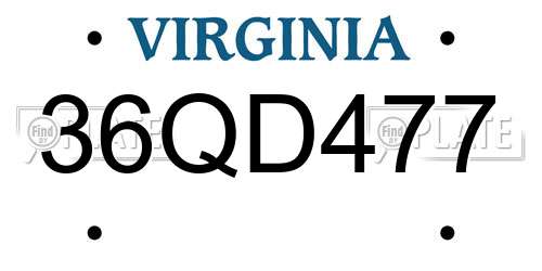 36QD477 Virginia License Plate