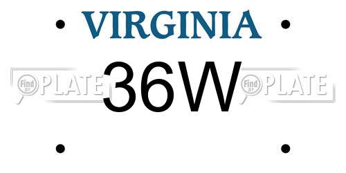 36W Virginia License Plate