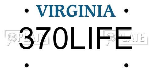 370LIFE Virginia License Plate