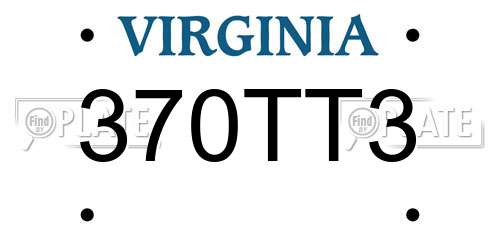 370TT3 Virginia License Plate