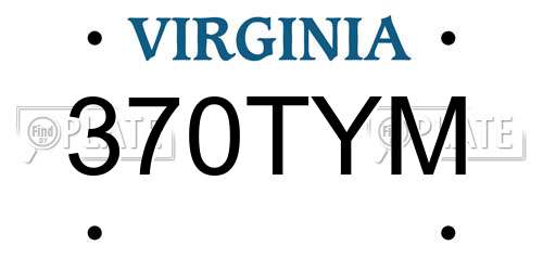 370TYM Virginia License Plate