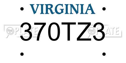 370TZ3 Virginia License Plate
