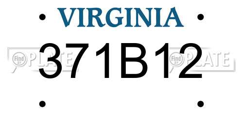 371B12 Virginia License Plate