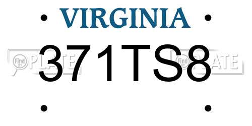 371TS8 Virginia License Plate
