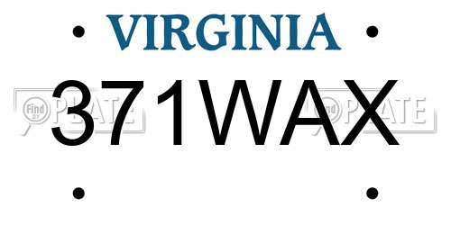371WAX Virginia License Plate
