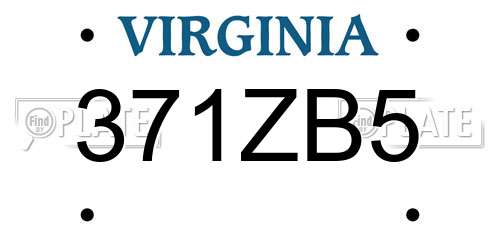 371ZB5 Virginia License Plate