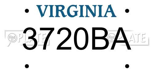 3720BA Virginia License Plate
