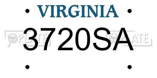 3720SA Virginia License Plate