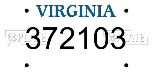 372103 Virginia License Plate