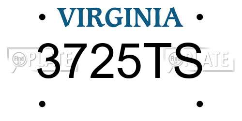 3725TS Virginia License Plate