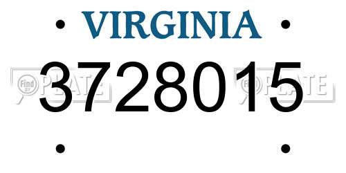 3728015 Virginia License Plate