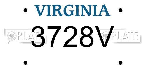 3728V Virginia License Plate