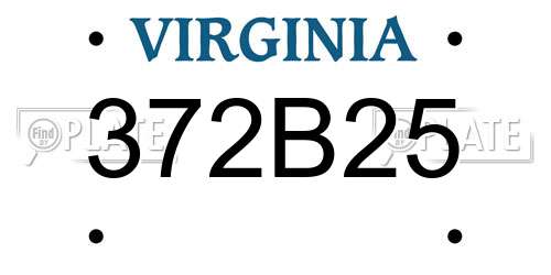 372B25 Virginia License Plate