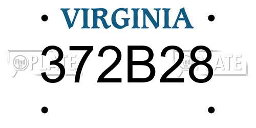 372B28 Virginia License Plate