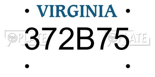 372B75 Virginia License Plate