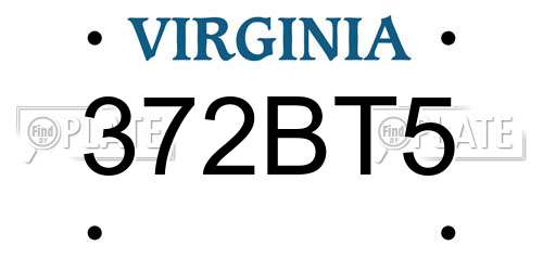 372BT5 Virginia License Plate