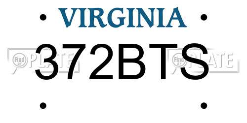372BTS Virginia License Plate