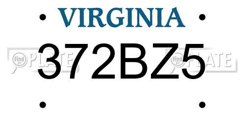 372BZ5 Virginia License Plate
