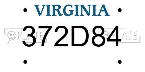 372D84 Virginia License Plate