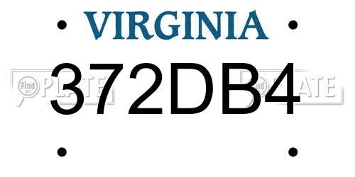 372DB4 Virginia License Plate