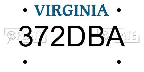 372DBA Virginia License Plate
