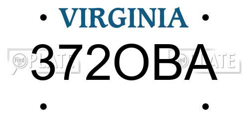 372OBA Virginia License Plate