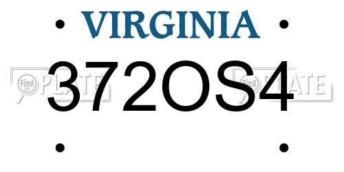 372OS4 Virginia License Plate
