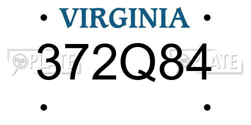 372Q84 Virginia License Plate