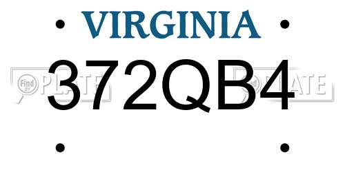 372QB4 Virginia License Plate