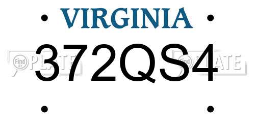 372QS4 Virginia License Plate